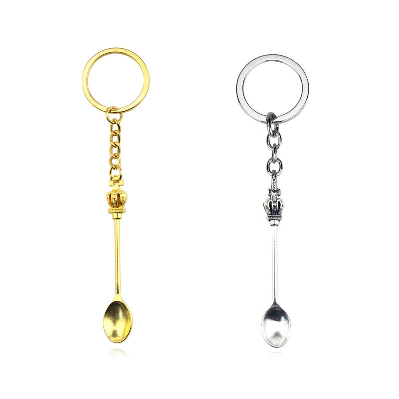 Metal Crown Keychain Pendant Small Gift Ideal For Bags Accessories Classic Spoon Key Ring Gold And Silver
