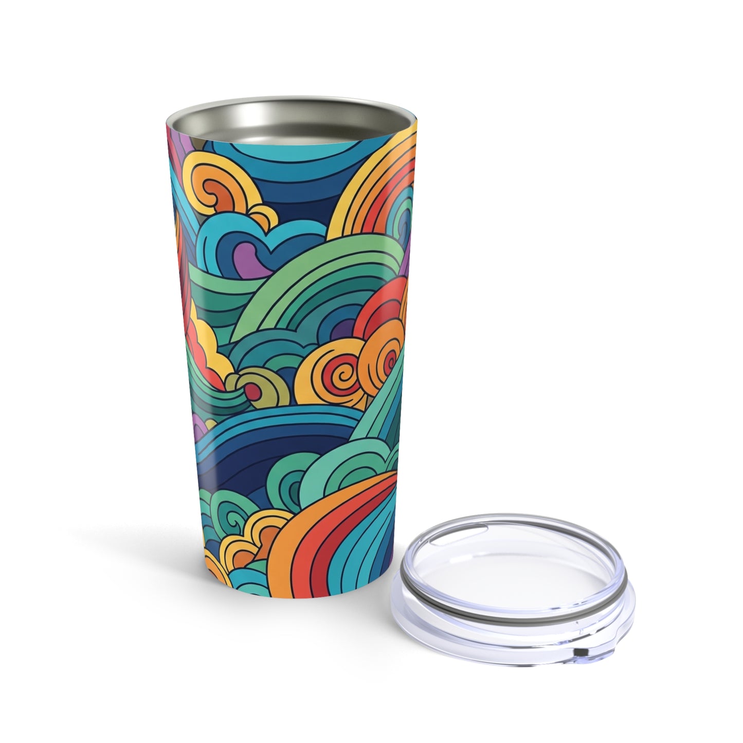 20oz Stainless Steel Tumbler With Double Wall Vacuum Insulation Printed Art For Hot Or Cold Drinks Spill Proof Lid