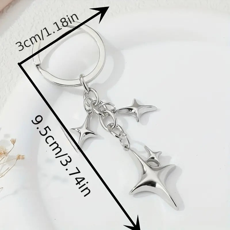 Star Shaped Keychain Hollow Pendant For Couples Bags Metal Accessory Chinese Style Design Ideal Gift For Couples