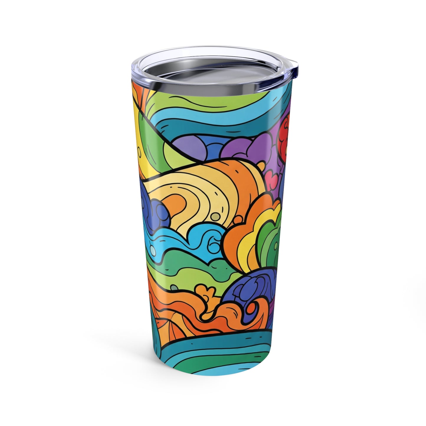 20oz Stainless Steel Tumbler With Printed Art Double Wall Vacuum Insulated Leak Proof BPA Free Hot Cold Beverage