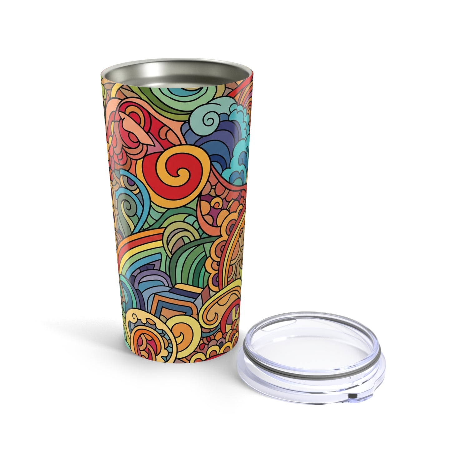 20oz Stainless Steel Tumbler With Vacuum Insulation Spill Resistant BPA Free Printed Design For Hot And Cold Drinks
