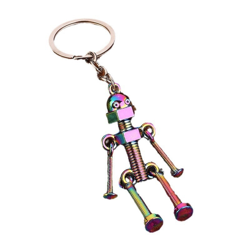Retro Robot Keyring Handmade Zinc Alloy Key Ring Antique Brass Finish Bag Charm Unique Decoration DIY Inspiring