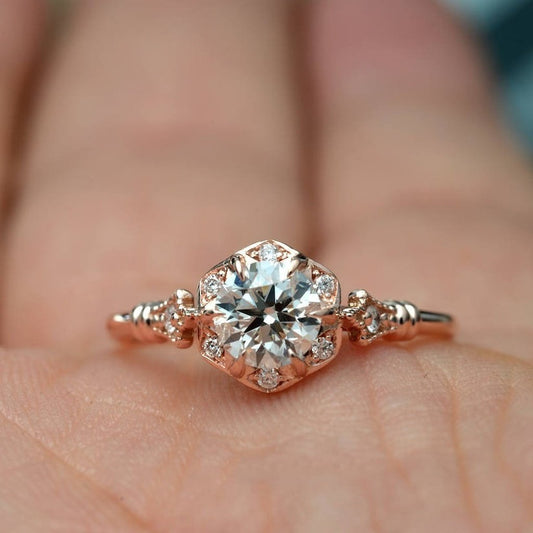 Heart And Eight Arrows Six Prong Engagement Ring Plated 14K Jewelry For Women European And American Style Ring