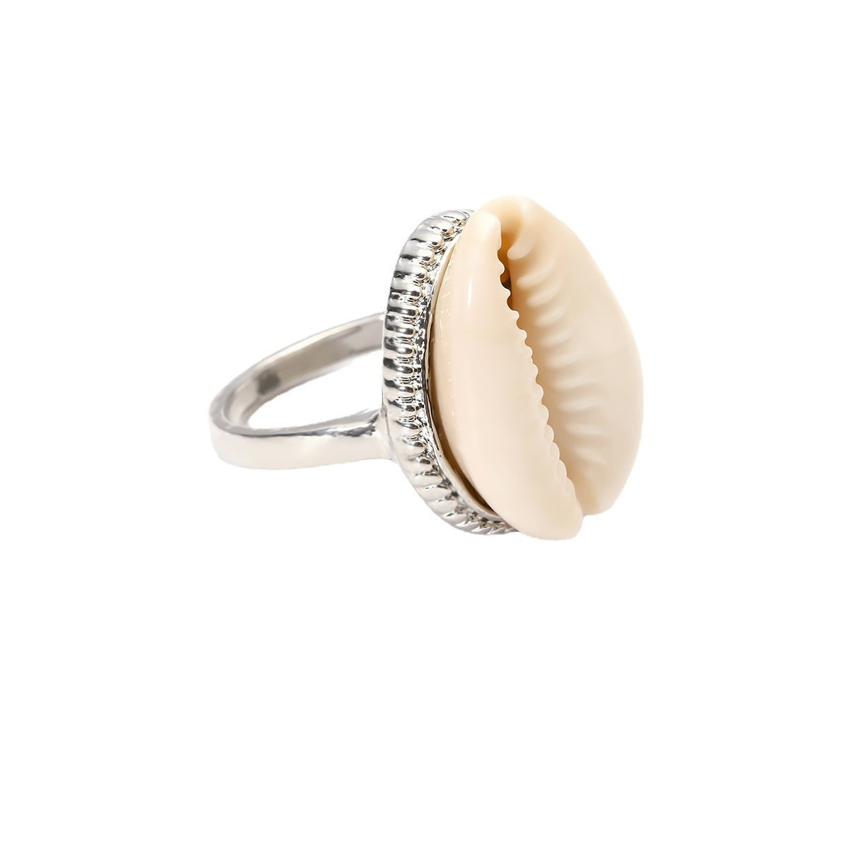 Adjustable Open Ring With Natural Seashell In Creative Alloy Wearable Jewelry For Women And Men Gold Tone Unisex