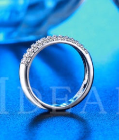 Elegant Rhodium Plated AAA Zircon Inlaid Ring White Copper Platinum Plated Korean Design Fashion Jewelry Gifts