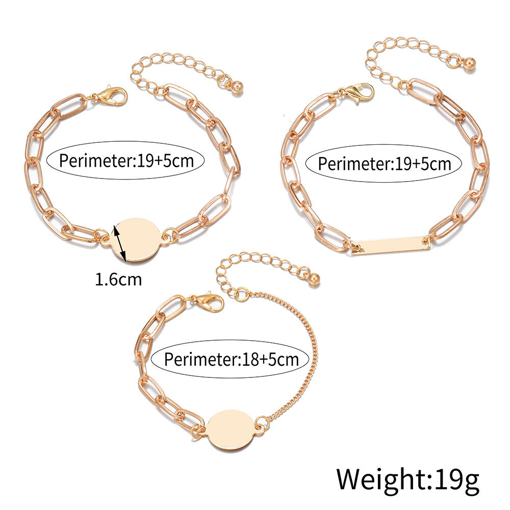 Unisex Alloy Bracelet Set Glossy Round Geometry Design Punk Style for Men and Women Jewelry A trendy accessory