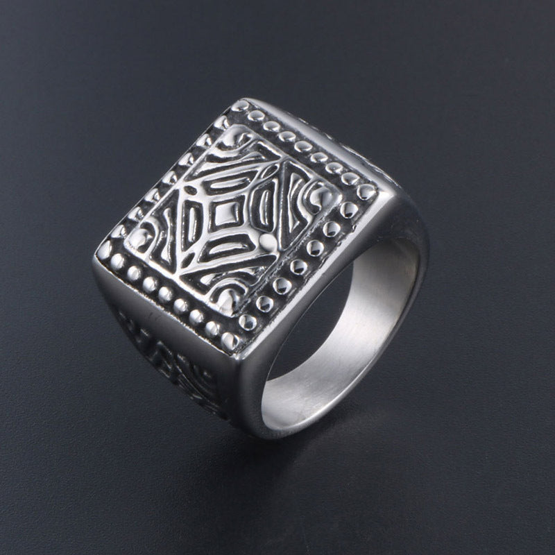 Personalized Mens Trendy Square Ring Titanium Steel Mesh Unisex Jewelry Sizes 8 9 10 11 12 13 Gift For Him Everyday