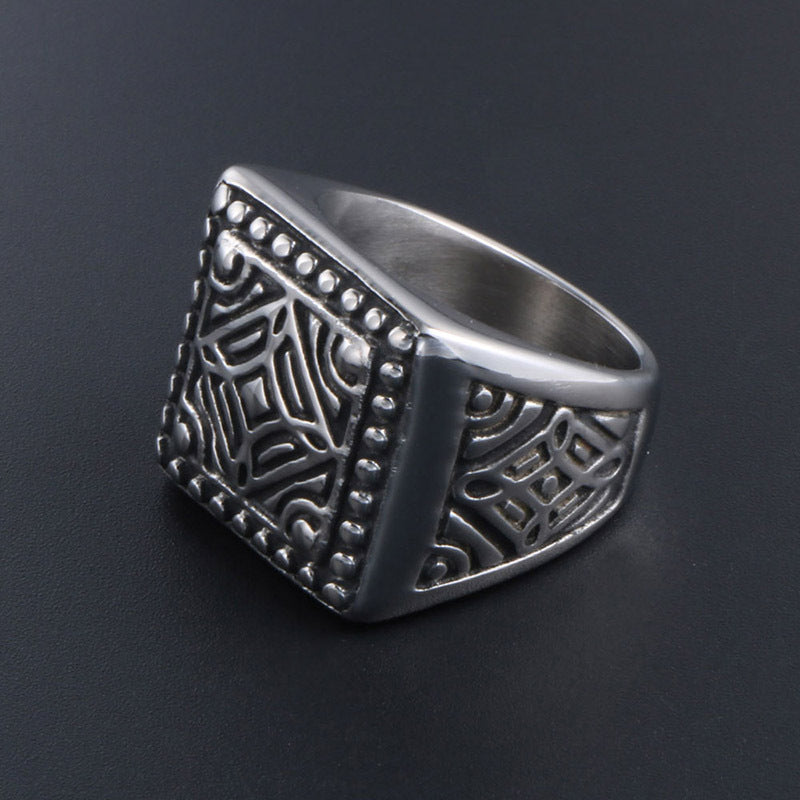 Personalized Mens Trendy Square Ring Titanium Steel Mesh Unisex Jewelry Sizes 8 9 10 11 12 13 Gift For Him Everyday