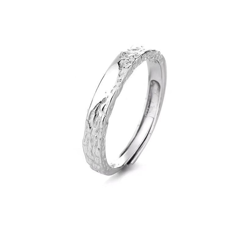 Couple Adjustable Copper Rings For Him And Her Geometric Textured Anniversary Promise Band For Daily Wear Line