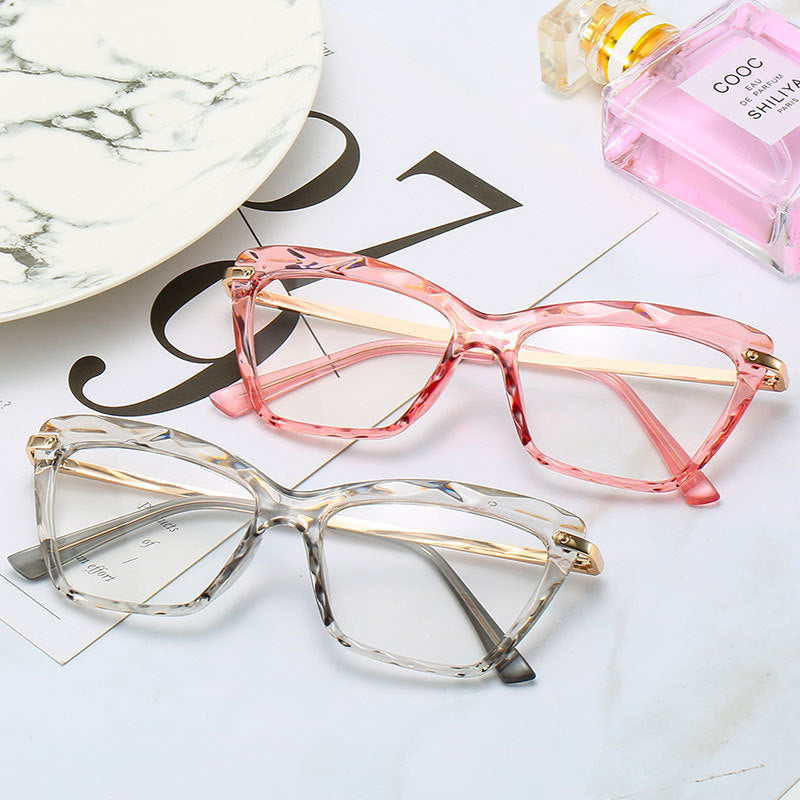 Womens Clear Lens Glasses Full Frame See Through Eyeglasses Vintage Crystal Fashion Eyewear Metal Frame Womens