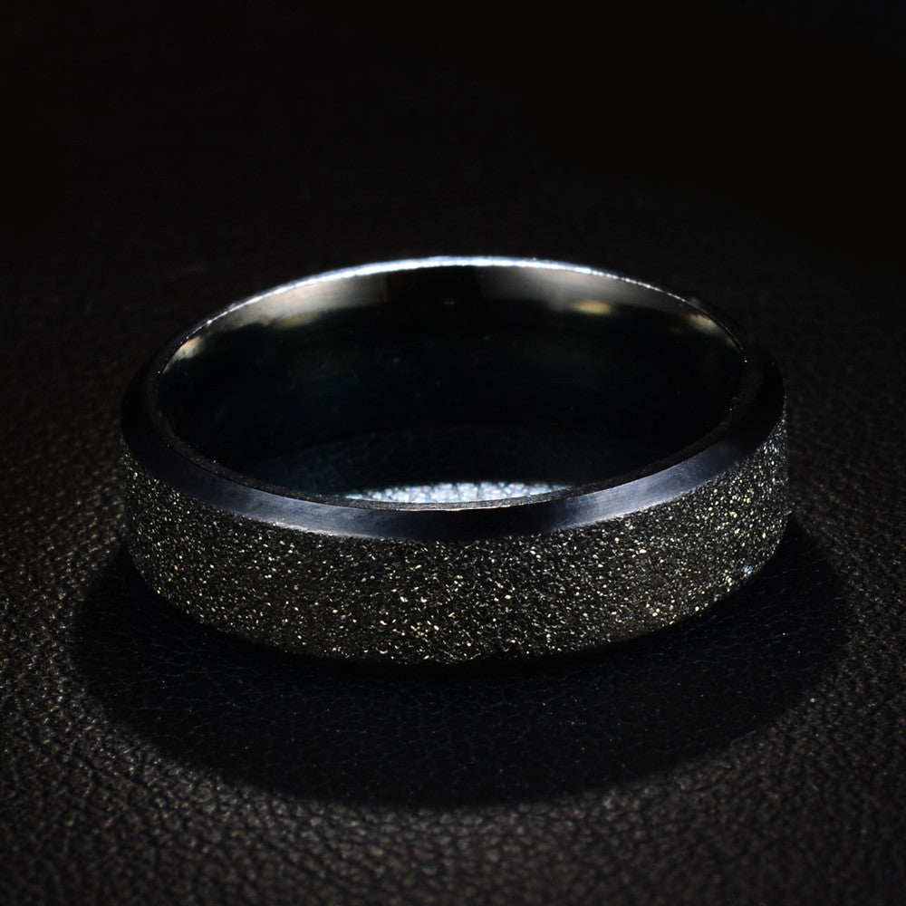 Frosted Stainless Steel Ring 6mm Unisex Band Gift Box