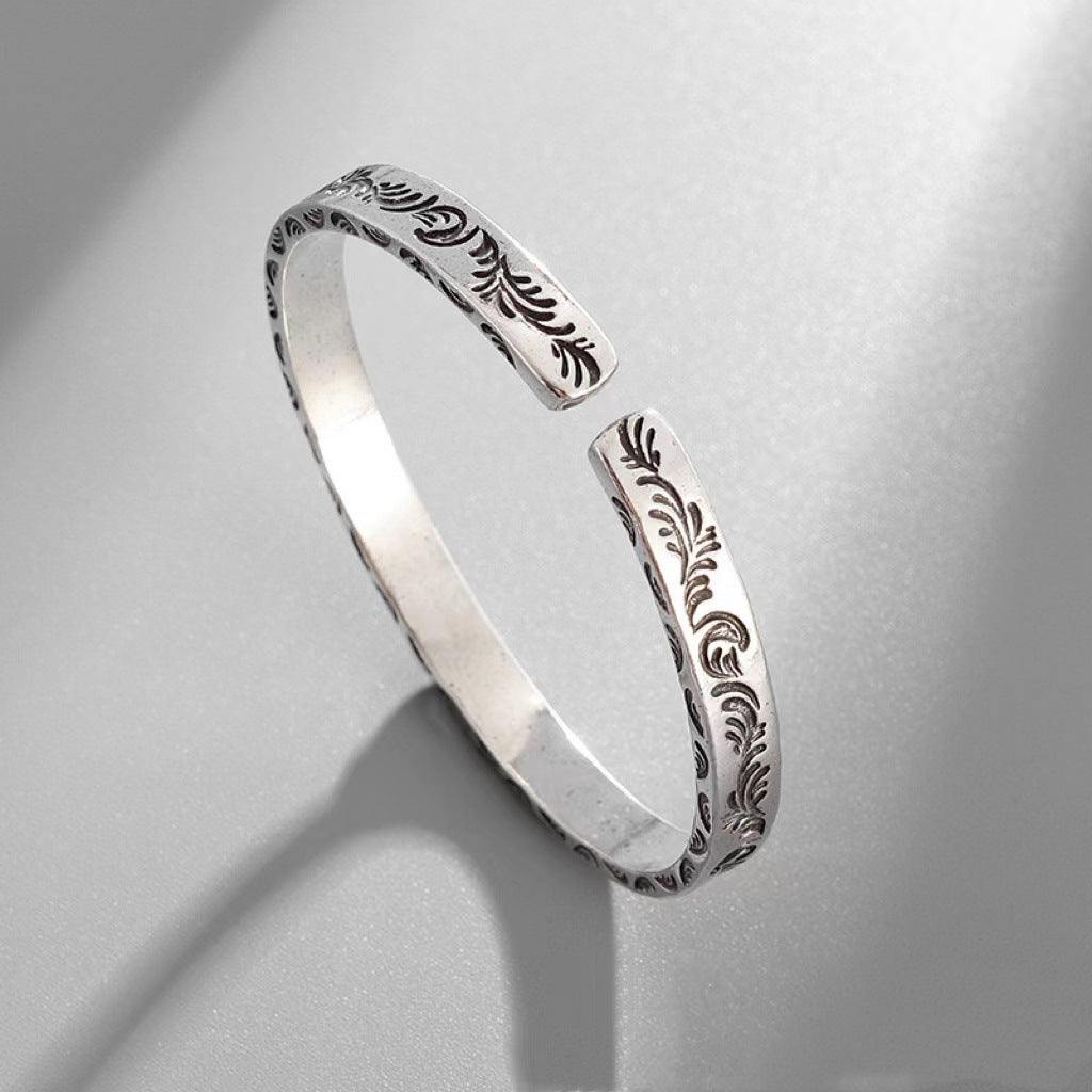 Engraved Vintage Ring Bracelet Elegant Alloy Jewelry Gift For Men Women Electroplated Accessory Timeless Gift Idea