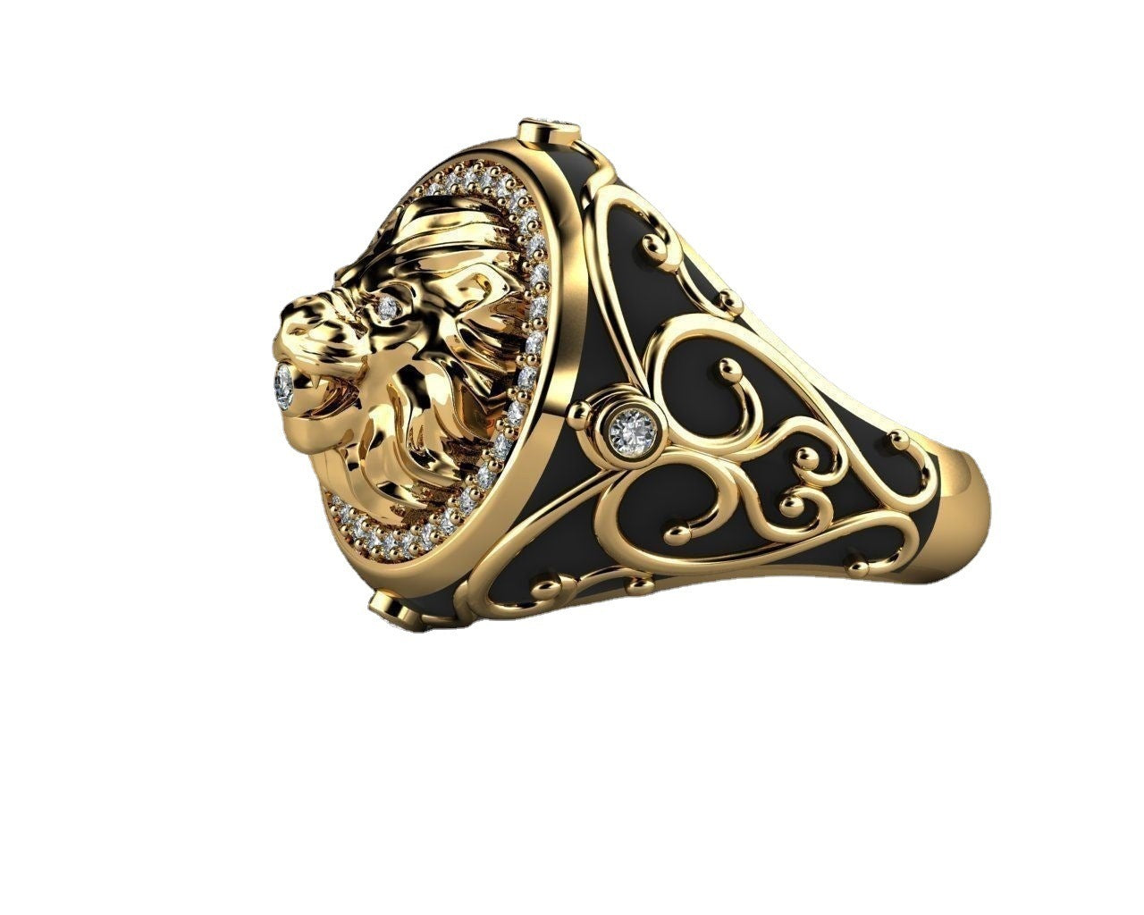 Lion Ring Unisex Zircon Rhinestone Jewelry Yellow Gold Copper Animal Fashion Statement Durable For Quick Style