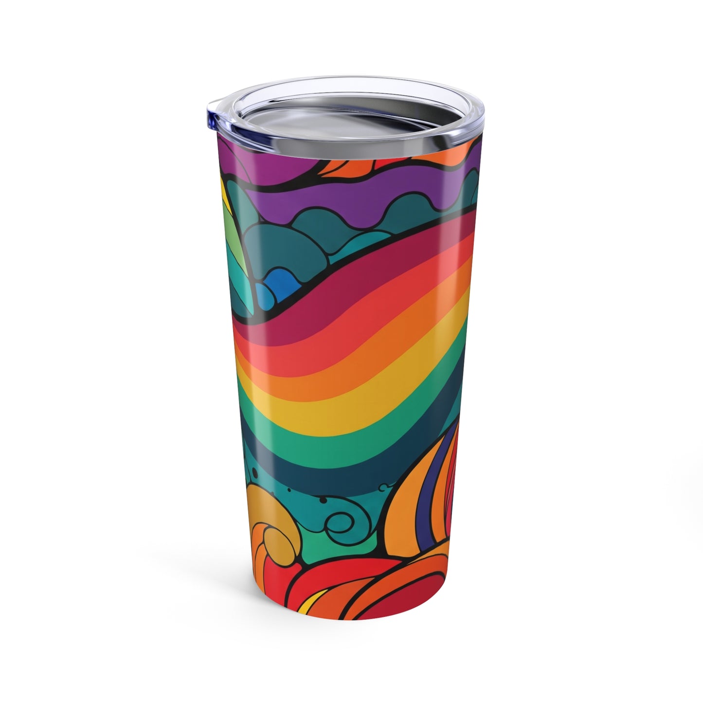 20oz Stainless Steel Tumbler With Printed Design Double Wall Vacuum Insulation Keeps Beverages Hot Or Cold On The