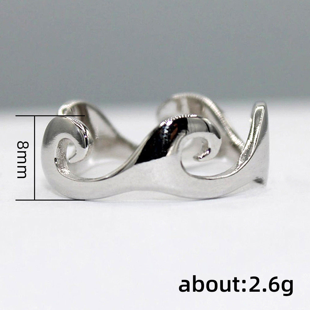 Unisex Geometric Ring With Irregular Wave Pattern Glossy Copper Band For Festivals And Everyday Wear Sleek Metal Finish