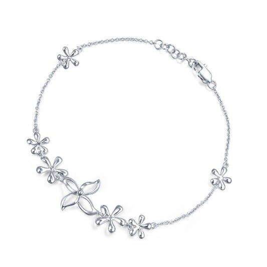 Womens Four Leaf Clover Bracelet Gold Plated White Copper With Artificial Gems For Anniversary Ideal Gift Idea