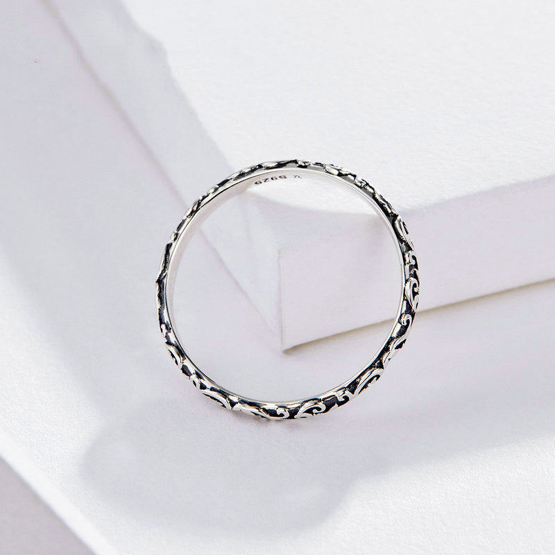 Sterling Silver Women Ring Vintage Heart Floral Pattern Gemstone 925 Silver Engagement Ring Jewelry Gift Today