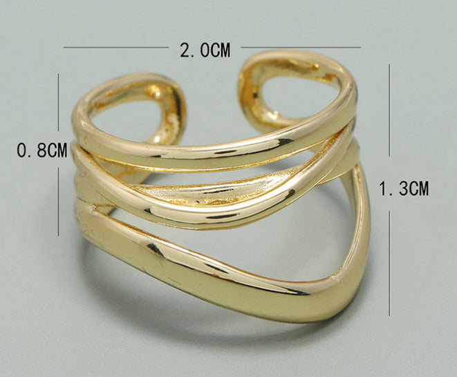 Unisex Copper Ring Adjustable Electroplated Light Gold Finish Durable For Everyday Wear Opening Design For All