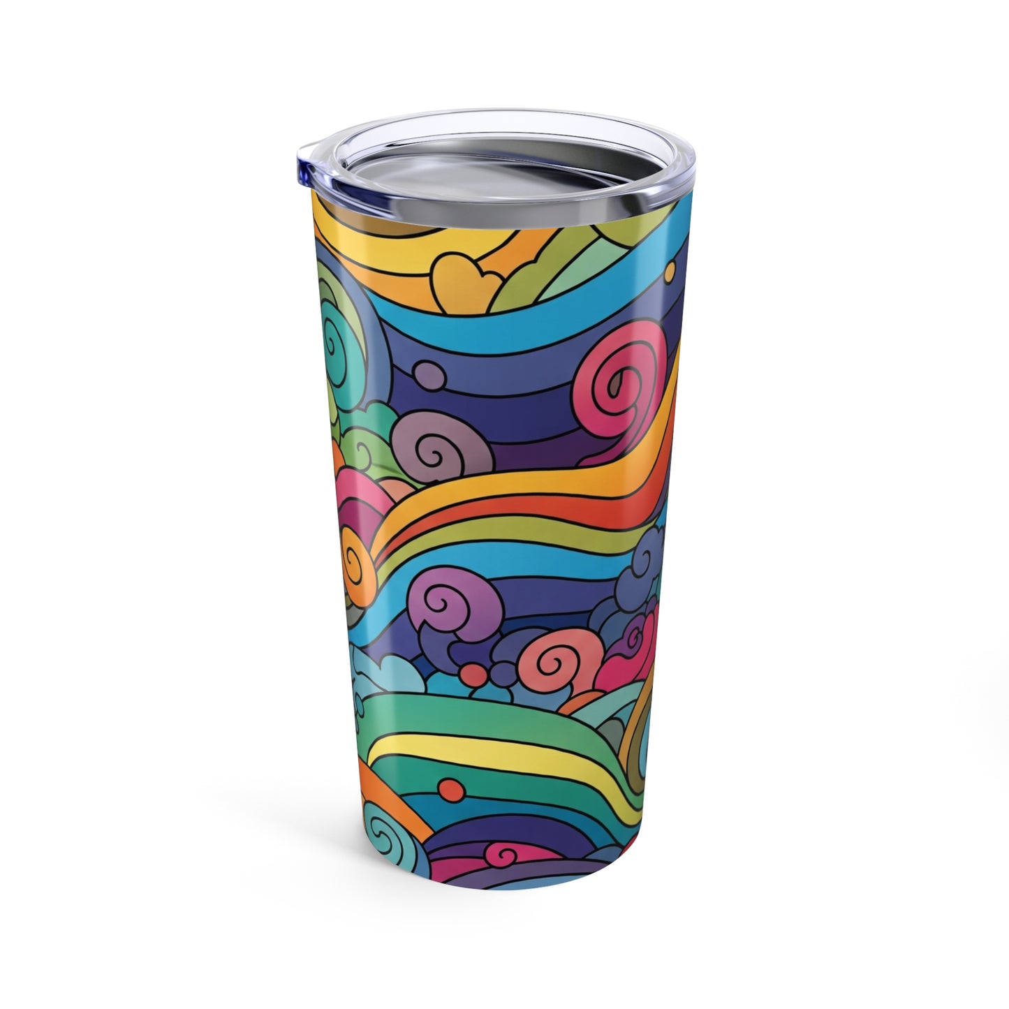 20oz Stainless Steel Tumbler With Printed Design Double Wall Vacuum Insulation Spill Resistant Hot Cold Daily Use