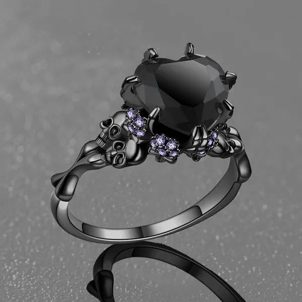 Womens Retro Skull Ring Peach Heart Geometric Zinc Alloy Jewelry Electroplated Statement For Everyday Wear Now