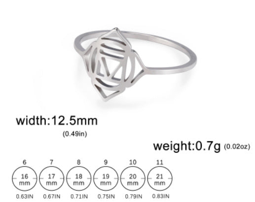 Unisex Titanium Ring Datura Flower Design Plated Chakra Symbol Jewelry Steel Ring 6 7 8 9 10 11 Elegant Design