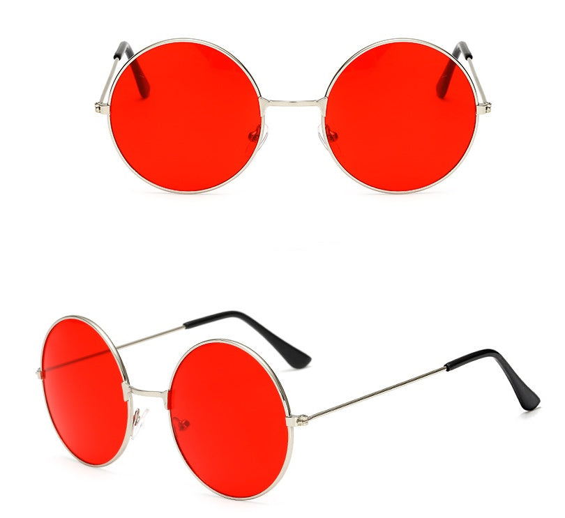 Vintage Round Sunglasses Circle Frame AC Lenses Trendy Metal Eyewear Sun Shielding Glasses Fashion Accessories