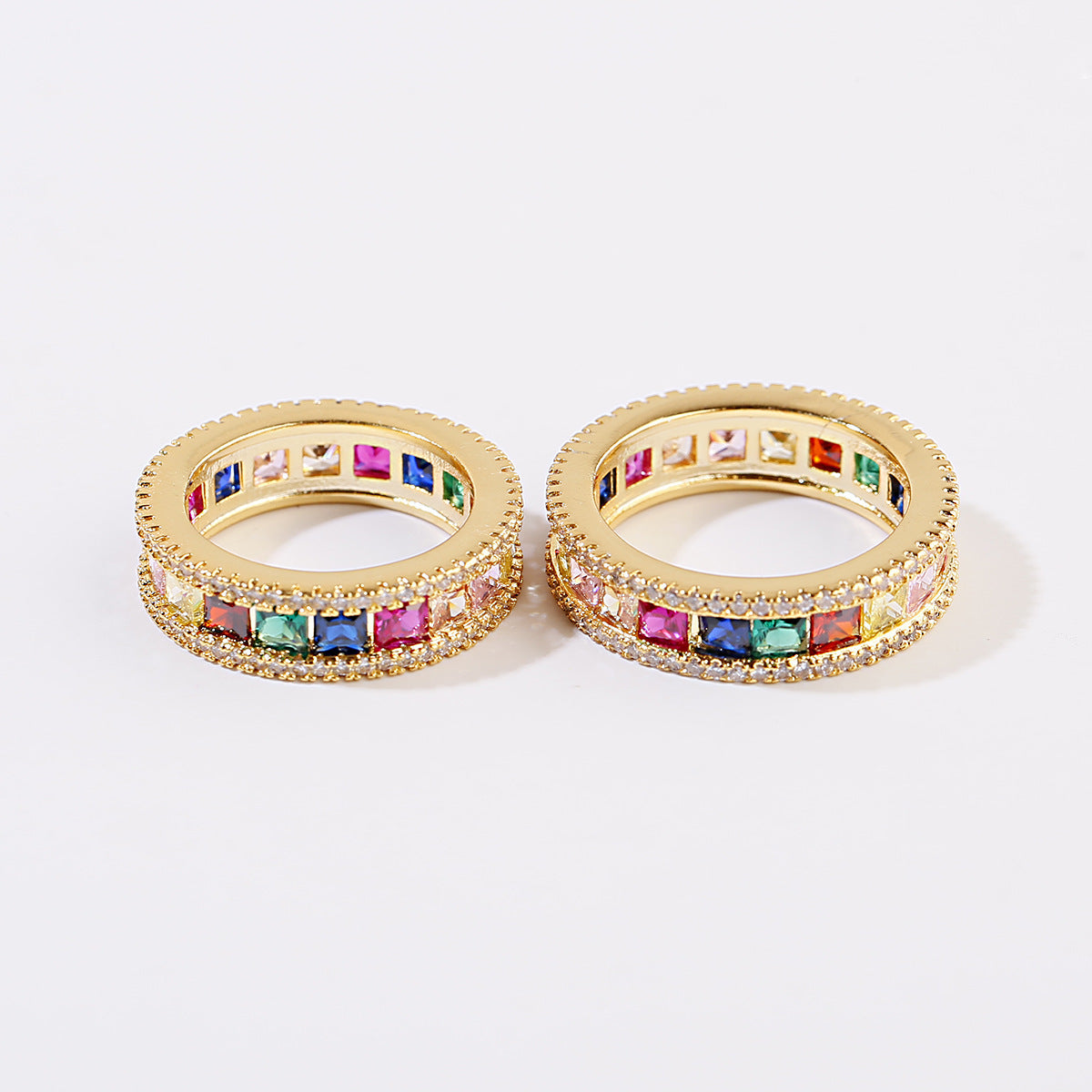 Geometric Alloy Ring With Artificial Gems And Semi Precious Stones Birthday Gift Jewelry For Women All Match Color