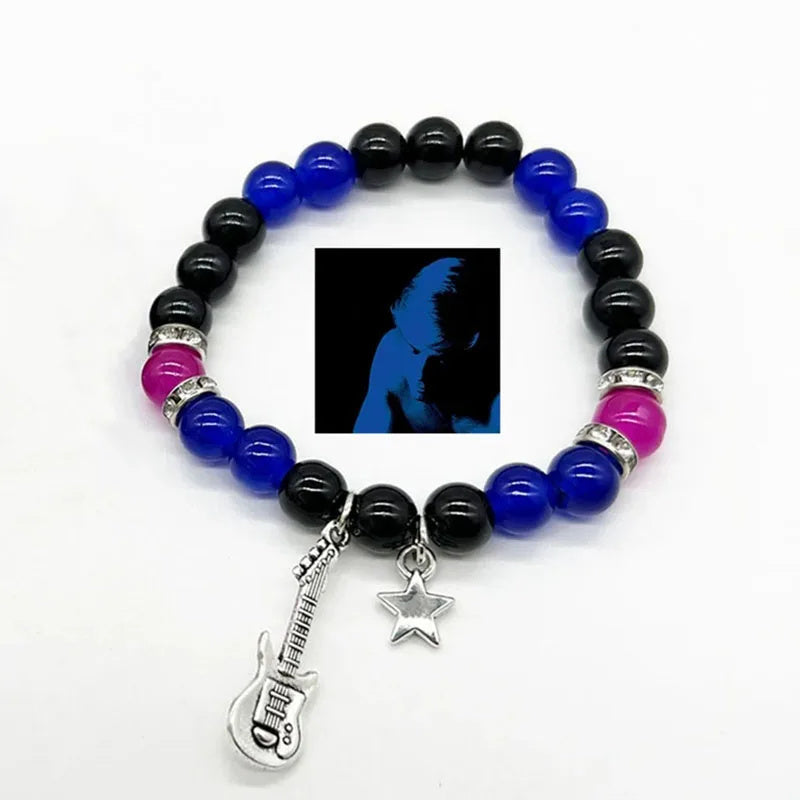 Couples Magnetic Heart Beaded Glass Bracelets Elastic Love Jewelry Rose Red And Dark Blue Horizontal Bar Gifts