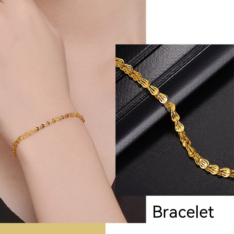 Womens Titanium Steel Geometric Bracelet 18K Gold Plated Vintage Phoenix Tail With Lined Accents Jewelry Style