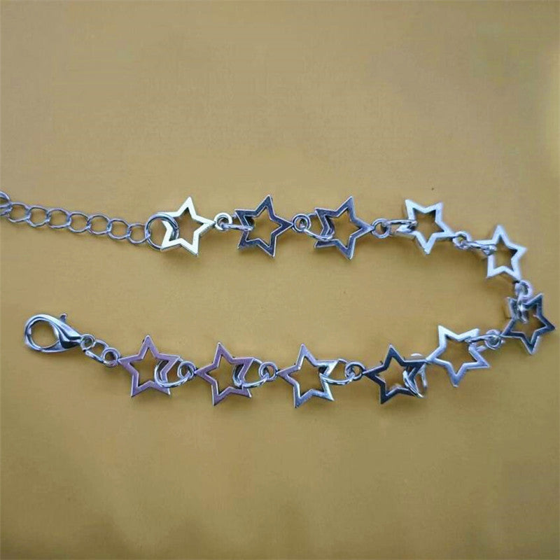 Womens Pentagram Bracelet Retro Hollow Five Pointed Star Bangle Adjustable Fashion Gift For Her Charm Bracelet