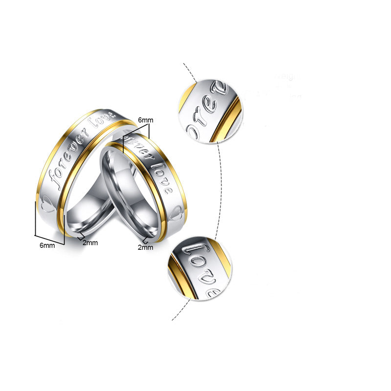 Unisex TitaniumAlloy Steel EngagementRing Heart Shaped Forever Anniversary Wedding Engagement Electroplated Gifts