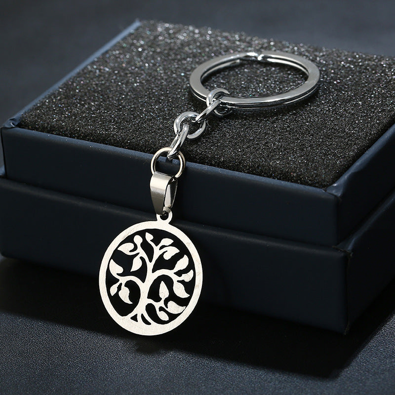 Tree Of Life Keychain Stainless Steel Unisex Durable Key Ring Symbolic Pendant For Men And Women Lucky Tree Charm