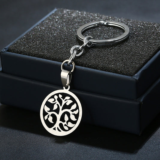 Tree Of Life Keychain Stainless Steel Unisex Durable Key Ring Symbolic Pendant For Men And Women Lucky Tree Charm