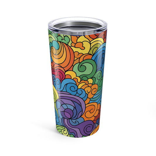 20oz Stainless Steel Tumbler With Printed Design Double Wall Vacuum Insulation Spill Proof Lid Dishwasher Safe