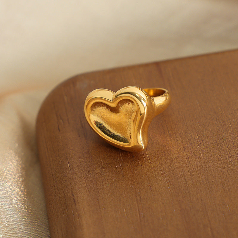 Women's Irregular Heart Titanium Steel Ring