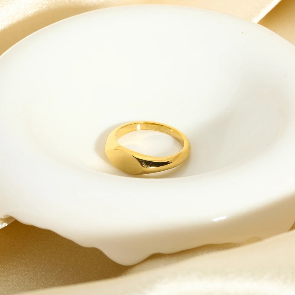 Womens Ring Gold Plated Stainless Steel Simple Trendy Light Luxury Geometric Ring for Her