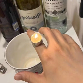 Vintage Alloy Geometry Ring With Electroplating Finish Retro Style Candle Candlestick Inspired Jewelry Elegant