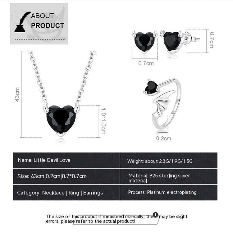 Heart Shaped Zircon Jewelry Set With Earrings Necklace And Ring 925 Sterling Silver Box Chain Gemstone Gift Box