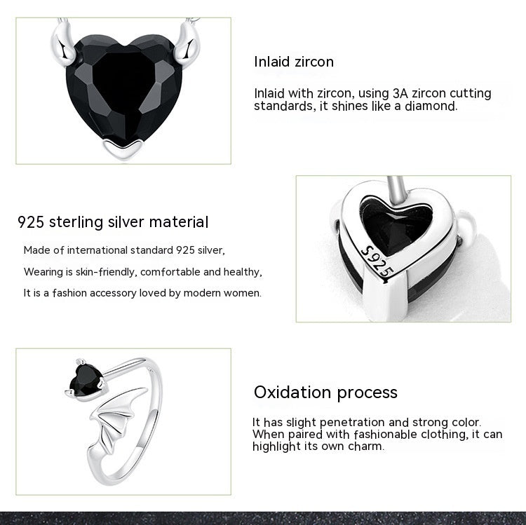 Heart Shaped Zircon Jewelry Set With Earrings Necklace And Ring 925 Sterling Silver Box Chain Gemstone Gift Box