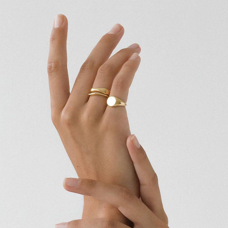 European And American Couple Ring Fashion Retro Double Ring Titanium Steel Ring 18K Gold Plated Ring Women Ring Anniversary Ring Gift for Her