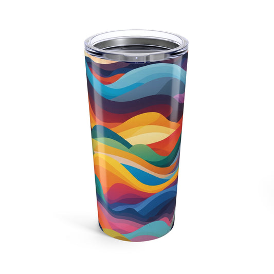 Twenty Ounce Stainless Steel Tumbler With Printed Artwork Double Wall Vacuum Insulated Spill Resistant Thermal Cup