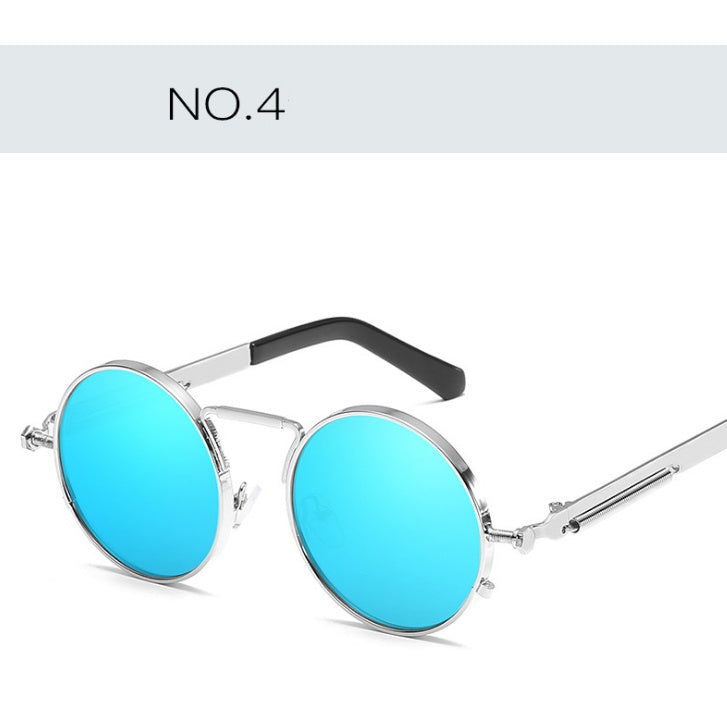Round Sunglasses For Men Women UV400 Anti Reflective Mirror Lenses Metal Frame Outdoor Eyewear Trendy A Modern
