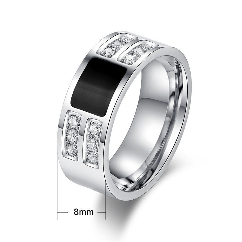 Mens Ring Alloy Band With Zircon Stone Fashion Jewelry For Men Stylish Accessory Gift Idea Everyday Style Bold