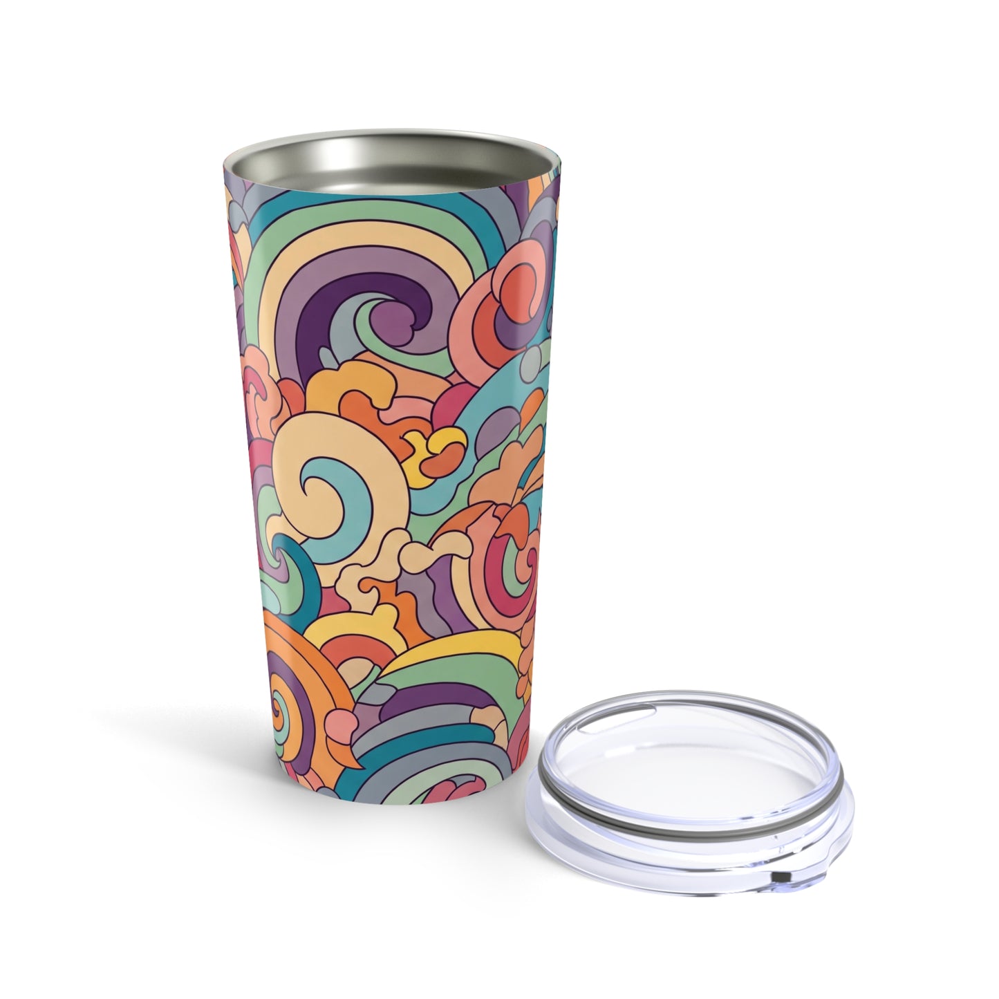 20 Oz Stainless Steel Tumbler With Printed Graphic Double Wall Vacuum Insulation Leak Proof Hot Cold Beverages