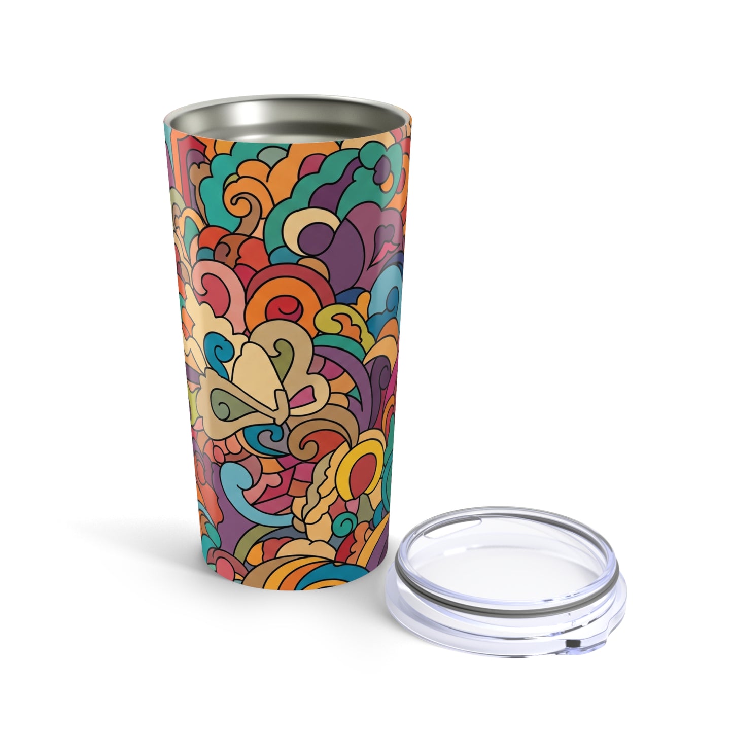20oz Printed Steel Travel Mug With Vacuum Insulation Double Wall Spill Resistant BPA Free Dishwasher Safe For