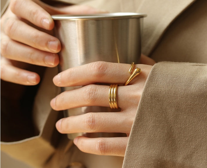 Brass Geometric Ball Ring Adjustable Opening Finger Band for Festivals and Gifts Unique Design Fashion Jewelry Statement Ring