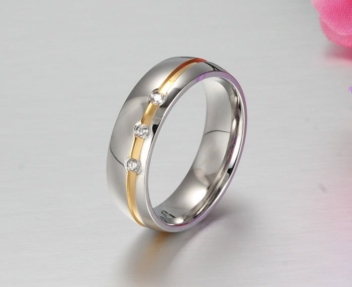 Stainless Steel Ring Set with Simulated Diamonds for Women
