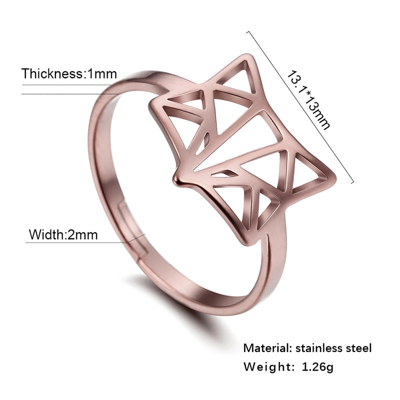 Animal Design Stainless Steel Ring for Women Girls Cute Chic Adjustable Opening Zodiac Rings Elegant Accessory