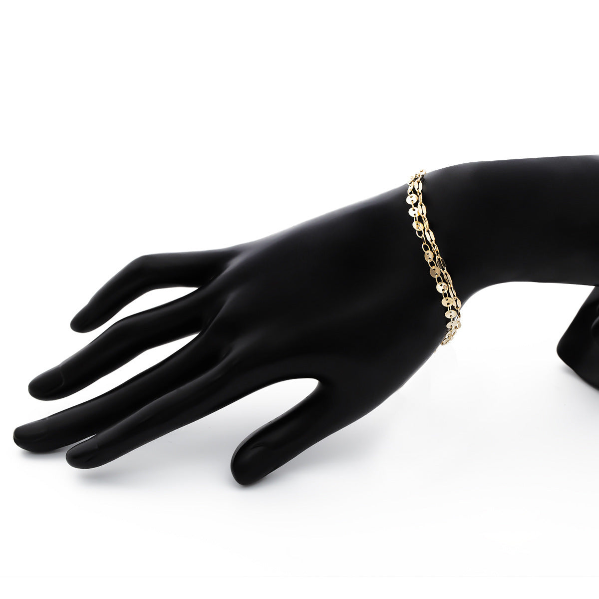 Womens Metal Bracelet Electroplated Geometric Round Bracelet With Sequin Chain Fashion Jewelry For Her And Her