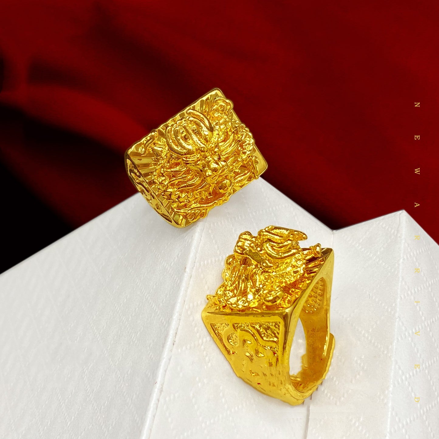 Mens Gold Plated Dragon Ring Adjustable Brass 3D Animal Zodiac Design Statement Ring For Men Unique Gift Today